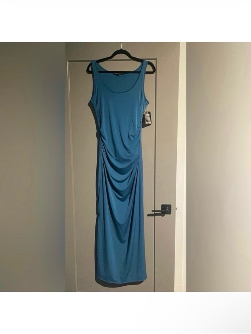 Boston Proper Draped Teal Sleeveless Maxi Dress Minimalist evening date night